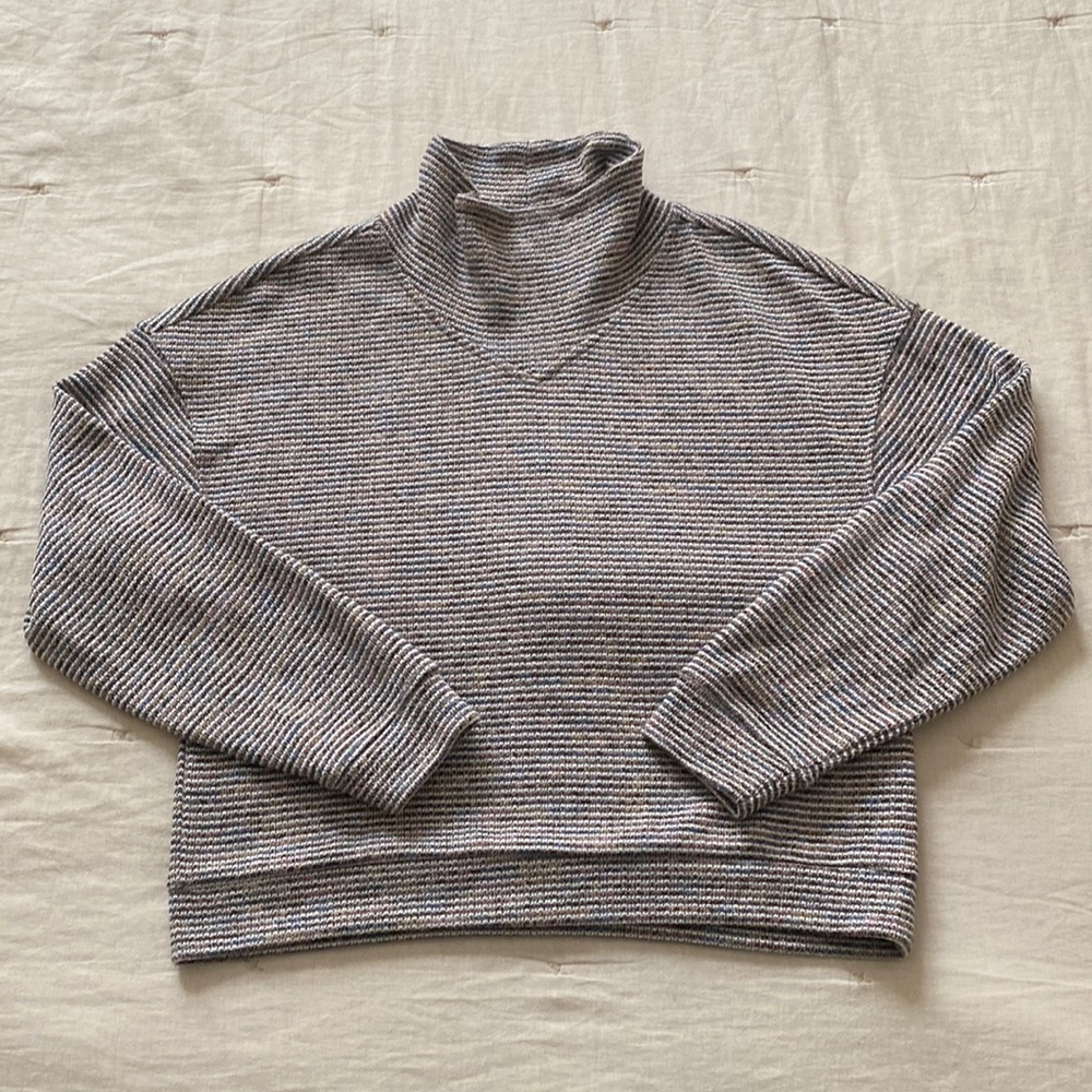 Madewell multi colored cropped mock neck sweatshirt sweater
